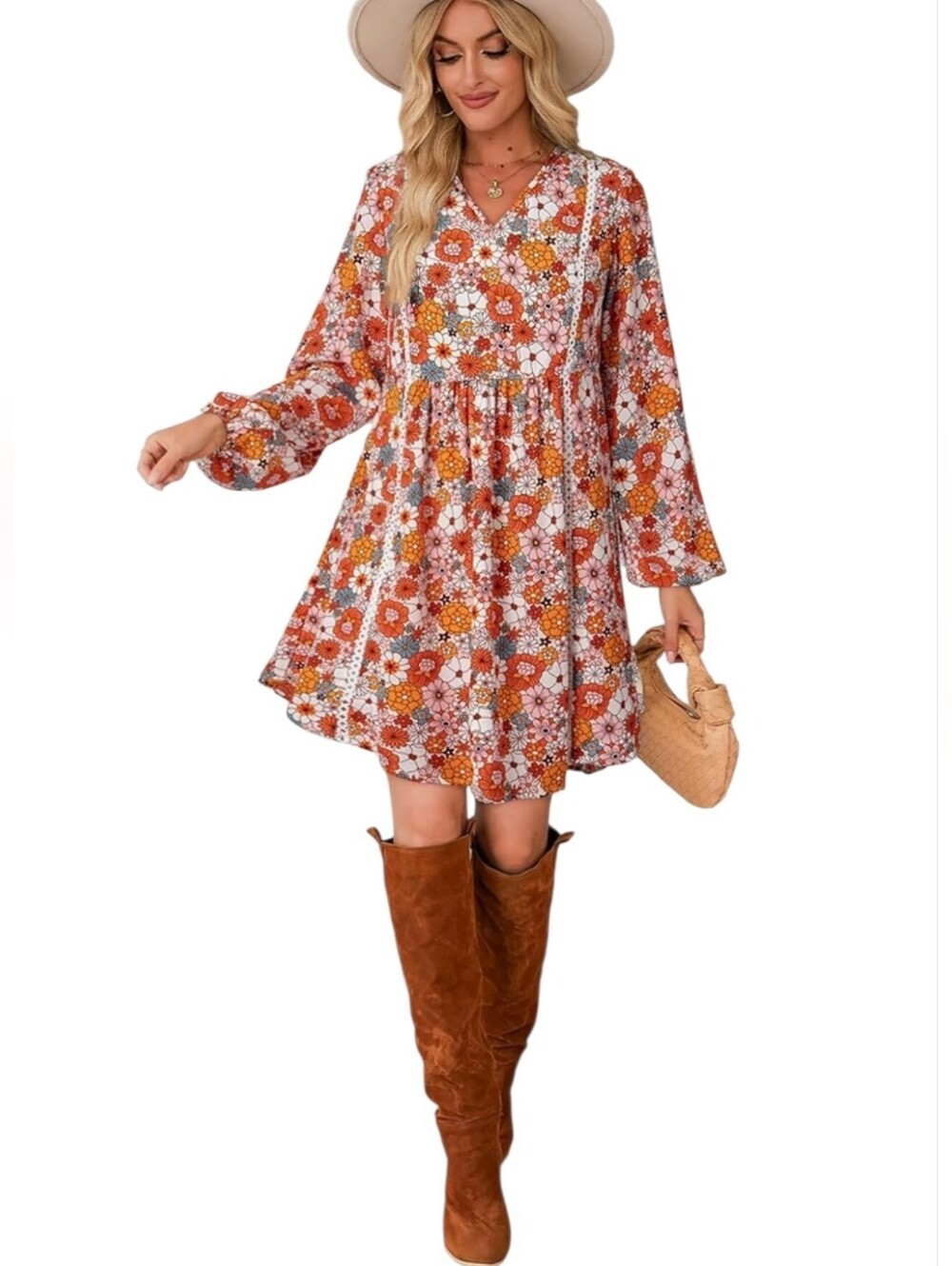 Women's Dokotoo Long Sleeve Floral Print Dress Sz Medium NWT